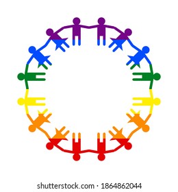 LGBTQ symbol fill rainbrow color on whrite background.