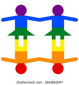 LGBTQ symbol fill rainbrow color on whrite background.
