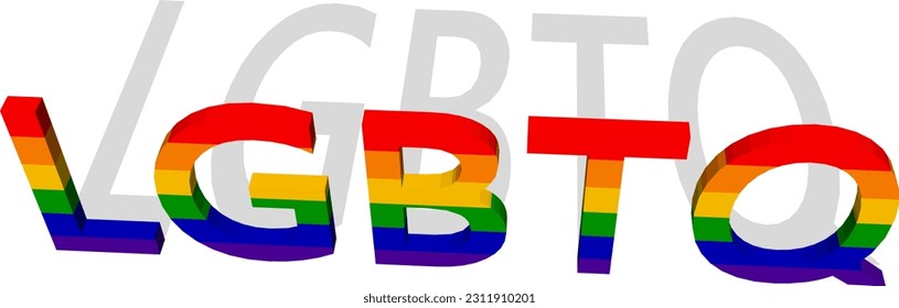 LGBTQ+ Text Banner. LGBTQ+Typography with LGBT Gay Pride Flag Colours and Hearts on Black Background. LGBTQ+: Lesbian Gay Bisexual Transgender Queer Intersex Asexual