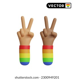 LGBTQ two thumbs up 3D vector icon set, on a white background