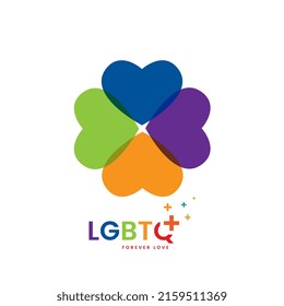 Formato de vector LGBTQ y plantilla de corazones arcoiris, círculos de corazones abstractos en vector LGBTQ, ilustración