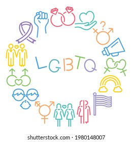 LGBTQ vector logo design.  line icon frame.