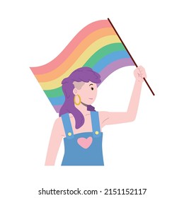 lgbtq woman design with pride flag
