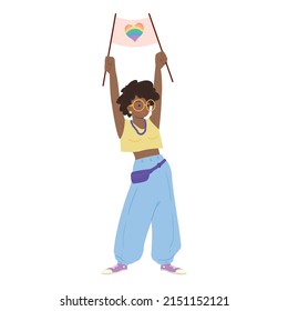 lgbtq woman illustration with signboard