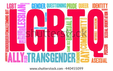 LGBTQ word cloud on a white background. 