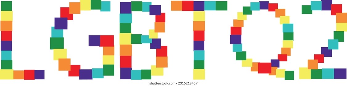 LGBTQ2 letter words, the 6 color pride, the letter includes the colors red, orange, yellow, green, indigo and violet.