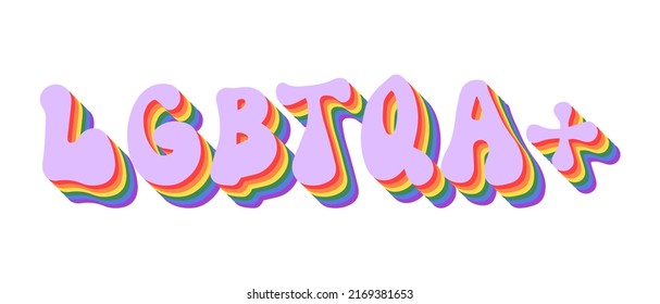 Lgbtqa diversity rainbow pride concept vector isolated illustration. Pride month. Rainbow lgbt lettering phrase. Happy pride day lgbtq print. Love is love.