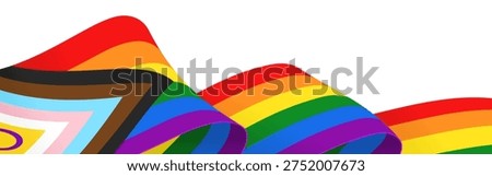 LGBTQIA flag border, inclusive progress pride background