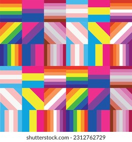 LGBTQIA+ flag rainbow illustration, gls cause symbol, homosexual with various flags