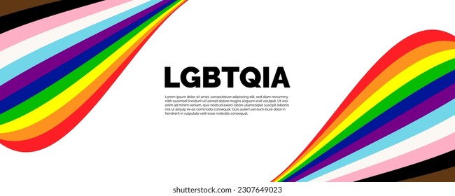 LGBTQIA Happy Pride Month Banner. Pride Banner with LGBTQ+ Flag Background