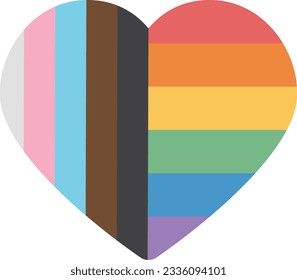 LGBTQIA heart pride flag vector