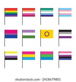 LGBTQIA pride flag flat design icon set. Pride month concept.