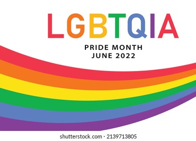 LGBTQIA pride month June 2022 - horizontal poster template with rainbow flag, LGBT symbol. Vector banner design for social media.