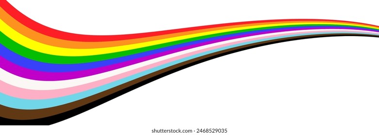 LGBTQIA Pride Month Ribbon Banner with Rainbow Colors