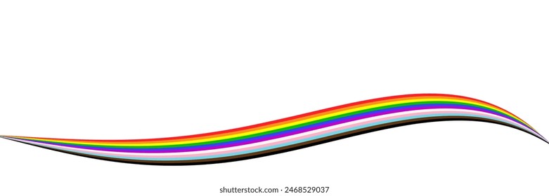 LGBTQIA Pride Month Ribbon Banner with Rainbow Colors