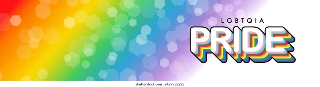 LGBTQIA Pride with Progression Pride Flag Colors. Rainbow Gradient with Bokeh. Vector illustration for banner and Background