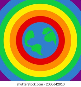 LGBTQIA+ pride world with colorful rainbow
