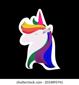 LGBTQIA Sticker. Isolated Rainbow Unicorn. Vector illustration