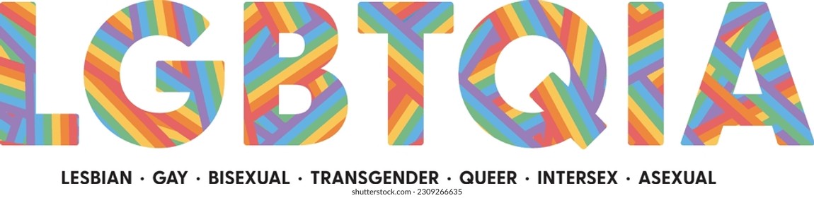LGBTQIA text Pride Flag Vector