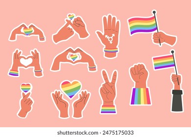 LGBTstickers hands with heart and flag