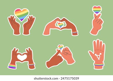 LGBTstickers international different hands with heart