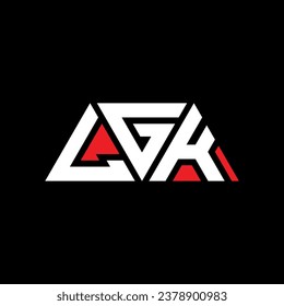LGK triangle letter logo design with triangle shape. LGK triangle logo design monogram. LGK triangle vector logo template with red color. LGK triangular logo Simple, Elegant, and Luxurious design.