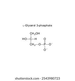 L-Glycerol 3-phosphate skeletal structure diagram.Organic molecule compound molecule scientific illustration.