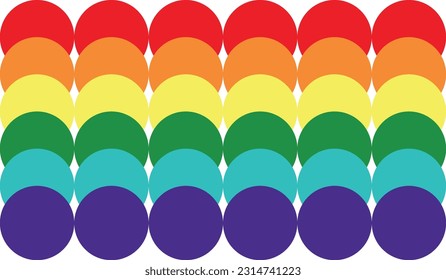 Lgtb pride color in circle shape, rainbow flag background.