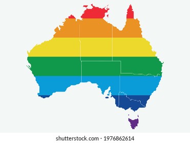 LGTBI flag in the map of Australia.