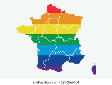 LGTBI flag on the map of France.