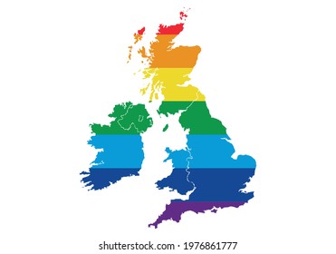 LGTBI flag on the map of uk and ireland.