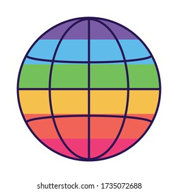 Lgtbi Global Sphere Fill Style Icon Design, Pride Day Sexual Orientation And Identity Theme Vector Illustration