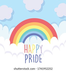 lgtbi rainbow with clouds design, Happy pride day sexual orientation and identity theme Vector illustration
