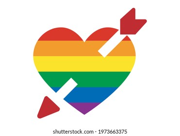 LGTBIQ crush, heart with arrow and the LGTBIQ  flag