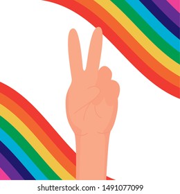 Lgtbiq hand design, Pride equality freedom love and community theme Vector illustration