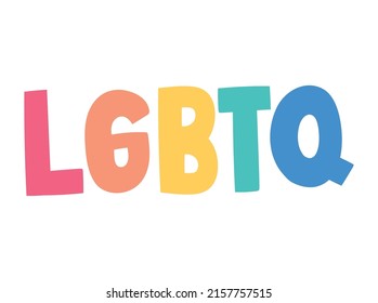 lgtbq lettering deisgn with flag colors