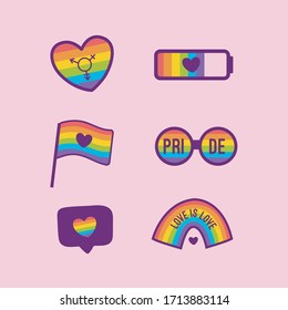 
LGTBQ PRIDE ICON COLLECTION, RAINBOW FLAG VECTOR SET