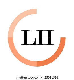 LH business logo icon design template elements. Orange color vectors. Design identity in circle. Alphabet letter