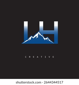 LH Creative Mountain Logo Bold Gradient Letter mark Branding Design for Business Outdoor Brands