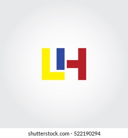 LH flat initial letter logo combining yellow, blue and red