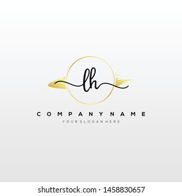 LH handwriting initial logo template vector.