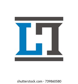 LH or HL logo initial letter design template vector as a pillar