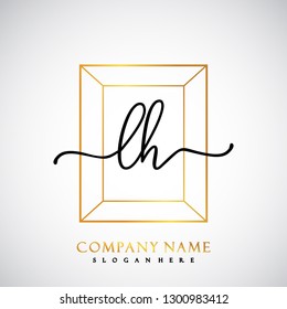 LH Initial Handwriting logo template vector