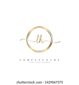 LH initial handwriting logo template vector
