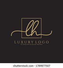 LH Initial handwriting logo template vector