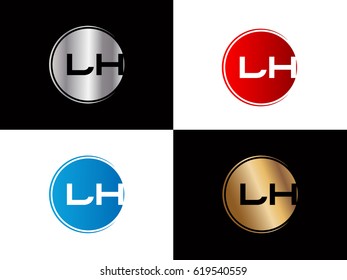 Lh Initial letters gold black silver blue color logo
