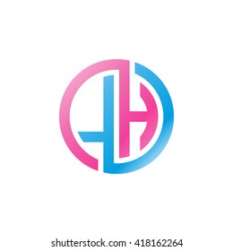 LH initial letters looping linked circle logo blue pink