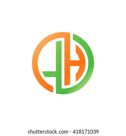 LH initial letters looping linked circle logo orange green