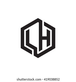 LH initial letters looping linked hexagon monogram logo