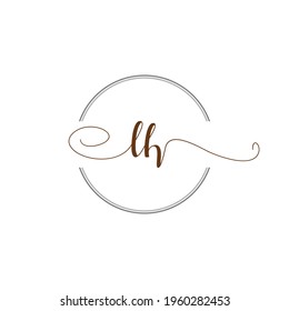 LH Initial Logo Handwriting template letter illustration
